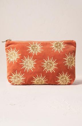 Elizabeth Scarlett Sun Goddess Velvet Everyday Pouch in Rust at Nordstrom