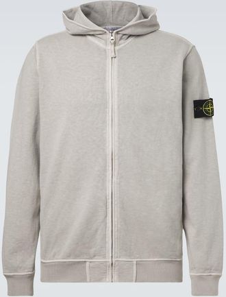 Stone Island Felpa con cappuccio in jersey di cotone con zip