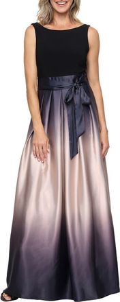 S.L. Fashions SLNY Ombre Satin Gown in Black/Champagne at Nordstrom, Size 10 P
