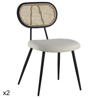 Happy Garden Lote de 2 sillas de rejilla color crudo