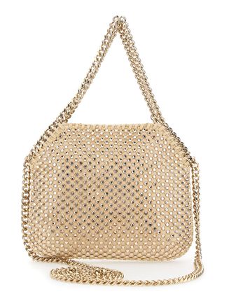 Stella McCartney Womens Shoulder Bag Falabella Mini Pink Crystal Mesh Polyamide