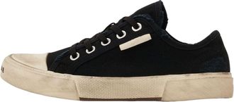 Balenciaga (WMNS) Balenciaga Paris Low Top Sneakers Black Destroyed Cotton and White Rubber 688757W3RC21090
