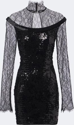 Roberto Cavalli Abito corto in pizzo con paillettes