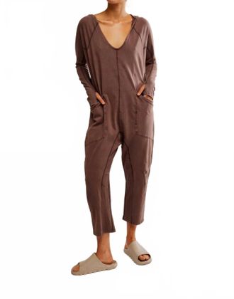 Free People Womens Hot Shot Long Sleeve Romper In Brown
