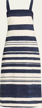 Veronica Beard Ella Stripe Linen Midi Dress