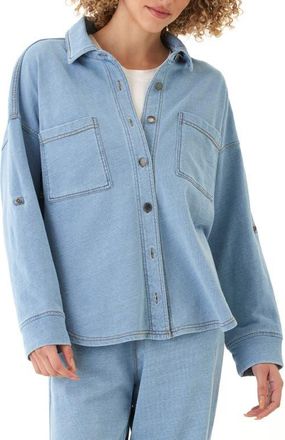 Threads 4 Thought Blaire Denim French Terry Button-Up Shirt in Light Wash at Nordstrom, Size Xx-Large