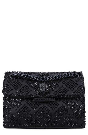 Kurt Geiger Mini Kensington Embellished Fabric Convertible Crossbody Bag in Black at Nordstrom