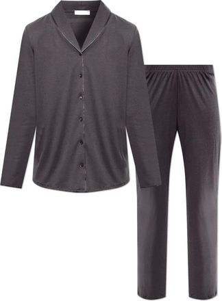 Hanro Katoenen Zijde Pyjama Set - Dames - Pyjama - Grijs - L - Katoen - Nachtkleding