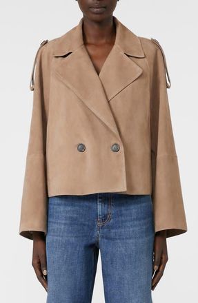 Max Mara Double Breasted Leather Jacket in Marron Glace at Nordstrom, Size 10