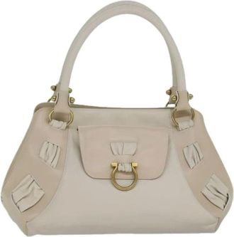 Ferragamo Pre-owned Handbags, female, Beige, Size: ONE SIZE Pre-owned Leather Shoulder Bag