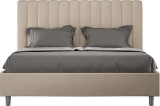 Itamoby Letto matrimoniale contenitore imbottito 160x190 similpelle tortora Agueda