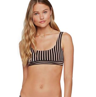 L*Space Womens Miller Bikini Top In Black/white/bronze Stripe