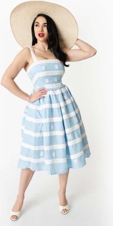 Unique Vintage 1960s Swing Sundress in Light Blue/white Stripes at Nordstrom, Size X-Large