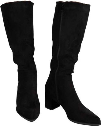 Ikrush Suede Knee High Block Heel Bootscasual Mid Knee Length Regular Casual Black