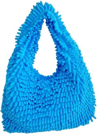 Generic Womens Plush Bags Plush Bag Purse Handbags Vintage Furry Ladies Shoulder Bags Fashion Girls Underarm Casual Tote(Sky Blue)