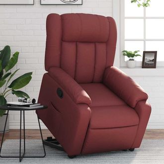 vidaXL Sill&oacute;n Reclinable Elevable Cuero Artificial Rojo Tinto Vidaxl