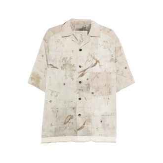 Ziggy Chen Short Sleeve Shirts, male, Beige, Size: L Printed Short Sleeve Shirt