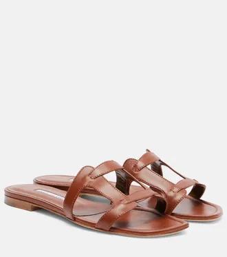 Manolo Blahnik Grellanuflat leather sandals