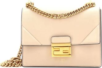 Fendi Kan U Shoulder Bag Leather Small crossbody bag - Beige