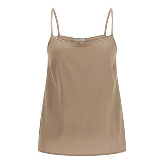 PESERICO Peserico, Sleeveless Tops, female, Brown, Size: L Silk Crepe de Chine Top
