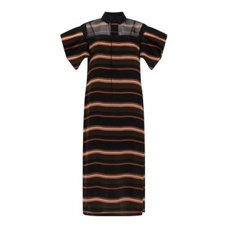 sacai Midi Dresses, female, Multicolor, Size: XL Horizontal Stripe Midi Dress