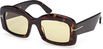 Tom Ford Brown Photochromatic Rectangular Ladies Sunglasses FT1218 52E 53
