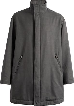 Emporio Armani Caban Stand Collar Coat in Solid Medium Grey at Nordstrom, Size 40 Us