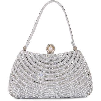 Berness Circle Rhinestone Design Shoulder Bag in Silver at Nordstrom Rack