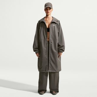 Nike Womens SKIMS Crunchy Nylon Hooded Parka in Grey | IV6642-080