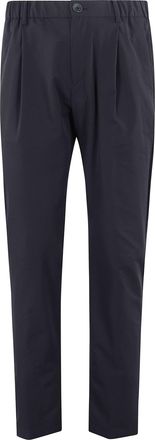 Herno Navy Blue Seersucker Drawstring Straight-Leg Pants
