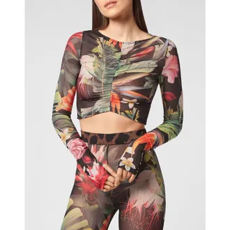 Philipp Plein Ls Top Flowers Women in Black/multicolored at Nordstrom, Size Xx-Large