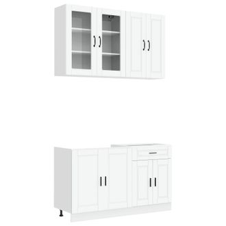 vidaXL Unidad De Cocina Porto 4 Uds. Blanco Madera De Ingenier&iacute;a Vidaxl