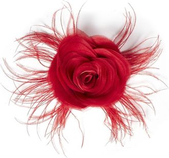 Room76 Womens Headpiece With Feathers Red Fabric Accessory