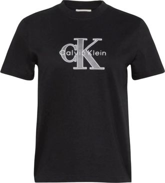 Calvin Klein Jeans T-Shirt con Monogramma - - Tops - Donna - Nero - XS