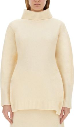 Jil Sander Ivory Solid Turtle Neck Sweater