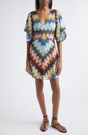 Missoni Lace Motif Lam&eacute; Minidress in Multicolor On Black Base at Nordstrom, Size 6 Us
