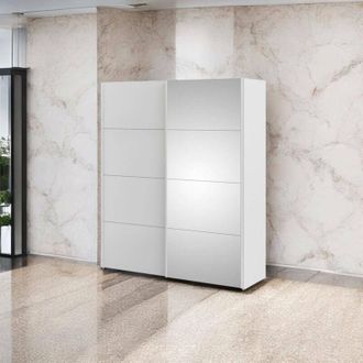 Dmora Armario 2 Puertas Eulalie, Muebles De Dormitorio, Vestidor, Armario De Ropa, 182x61 H220 Cm, Blanco Brillante - Dmora