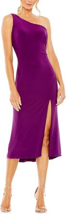 Mac Duggal One Shoulder Cowl Back Jersey Midi Dress