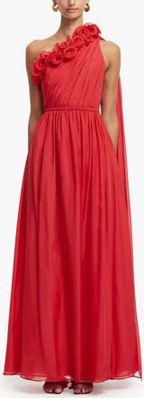 LEO LIN Jenni One Shoulder Maxi Dress In Scarlet