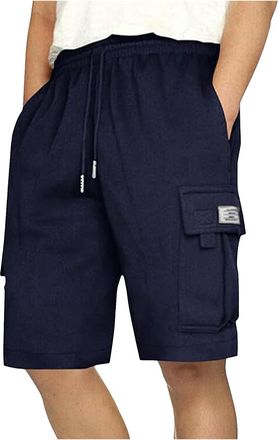 Generic Mens Jogger Shorts UK Cotton Cargo Sports Shorts with Multi Pockets Elastic Waist Drawstring Workout Jogging Bottoms Activewear Summer Casual SweatSho