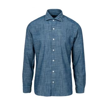 Barba Casual Shirts, male, Blue, Size: 3XL Blue Patterned Cotton Shirt