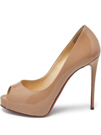 Christian Louboutin New Very Prive peep-toe platform pumps - women - Calf Leather/Calf Leather/Calf Leather - 36 - Neutrals