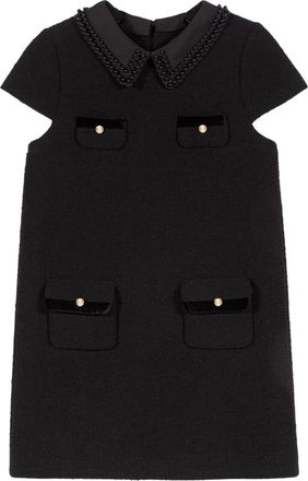 Maje beaded-collar four-pocket mini dress - Nero
