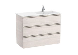 Roca Roca - Pack Unik Mueble Base De 3 Cajones + Lavabo A La Derecha The Gap Color: Fresno N&oacute;rdico