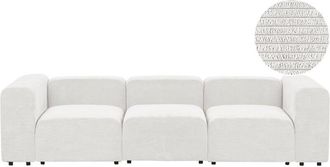 Beliani Moderno sofá modular 3 plazas conjunto de sala de estar tapicería de pana blanco Falsterbo