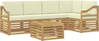 vidaXL Conjunto De Sof&aacute;s De Exterior 6 Uds. Blanco Y Crema Poli&eacute;ster Vidaxl