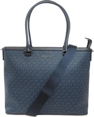 Michael Kors Black Navy Pvc Tote Bag (Pre-Owned)