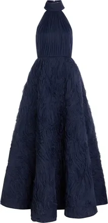 Rebecca Vallance Jasmine Ruffled Tulle Gown - Navy - 14 (UK14 / L)