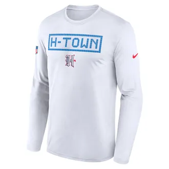 Nike Houston Texans Rivalries Collection Sideline Legend Nike Mens Dri-FIT NFL Long-Sleeve T-Shirt in White | 02TJ10A9H-X5L