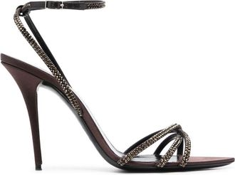 Saint Laurent 105mm Ava embellished sandals - women - Calf Leather/Calf Leather/Fabric - 36 - Brown